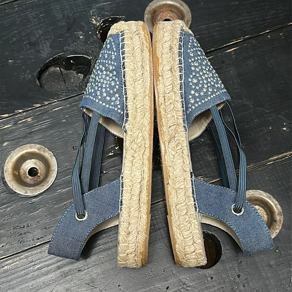 WHITE MOUNTAIN Highland Blue Denim Espadrille Sandals